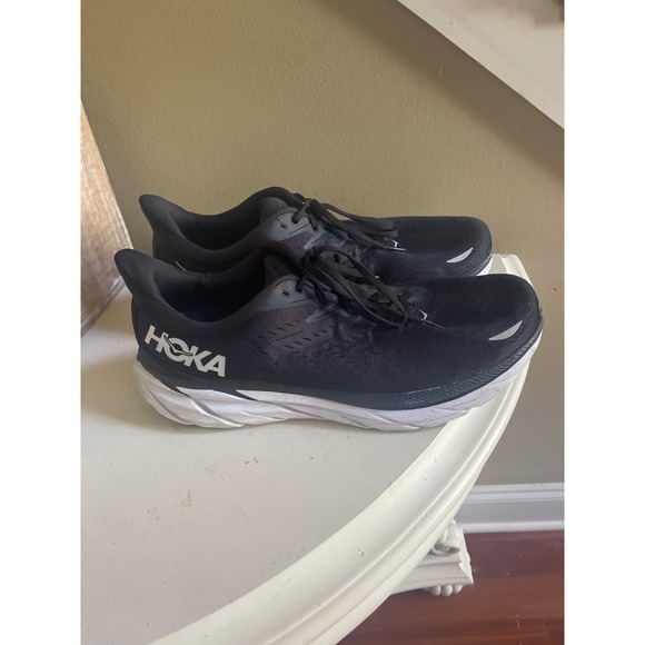 Hoka Clifton 8 Mens 14 2E Wide Black White Running Shoes 1119393